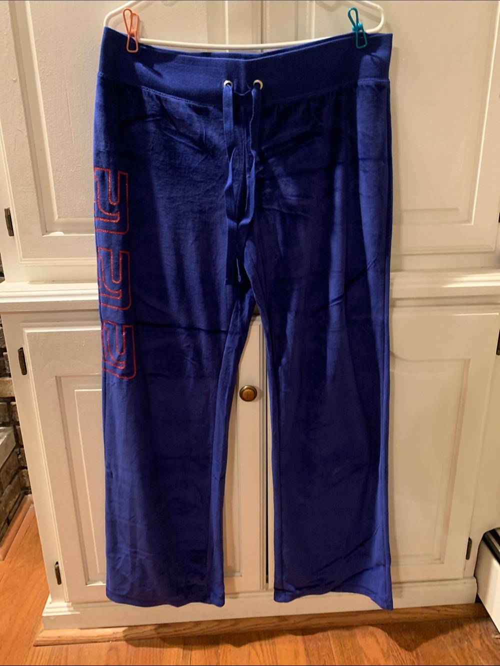 PINK Women’s Blue Velour Drawstring Lounge Pants Large